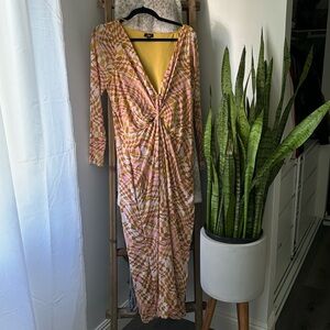 Chic AFRM long sleeve long dress with front cut outs